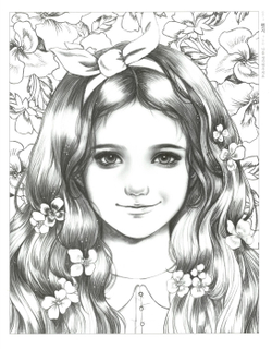 Poetry and girl. Coloring book