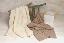 Плед вязанный 140x180 CO.BI. Hirish бежевый Италия