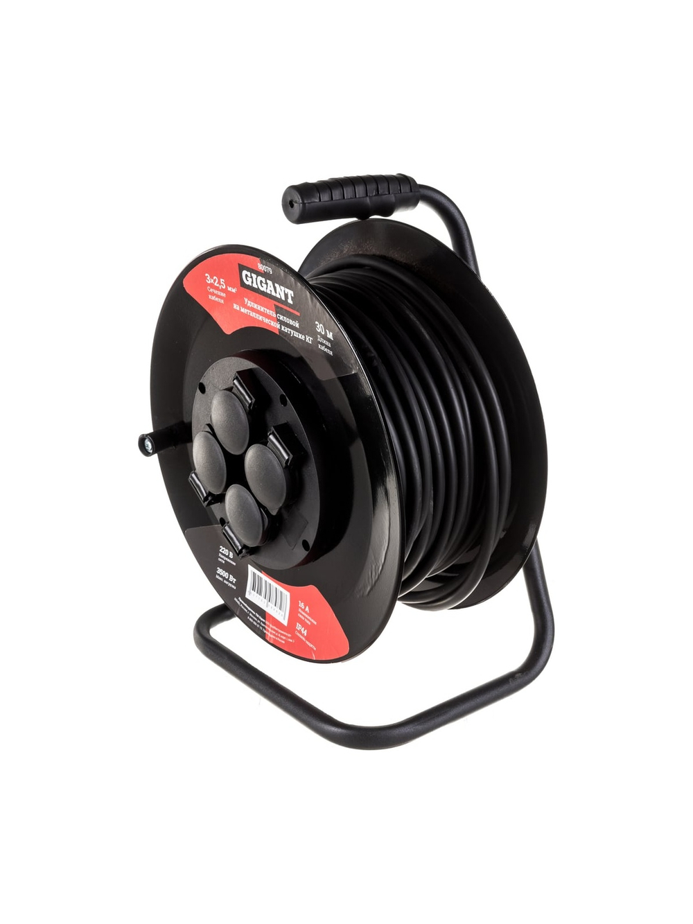 Силовой удлинитель Gigant на металлической катушке КГ 3x2,5 30 м 80079
