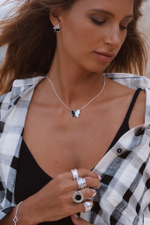 Серьги «Бабочка» с черным ониксом