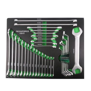 Набор ключей 31пр(комбинированные:8-27мм,накидные удл.-е:6-19мм,накидные:8-19мм,разр.-е:10-13мм,трещоточ-е:8-13мм,рожковый 32х36мм,Е10-Е24)в ложементе RockForce##Rock FORCE RF-K5315