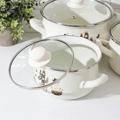 Набор кастрюль «Белые кактусы», 3 предмета: 2,1 л, 3,1 л, 4 л, индукция, цвет белый