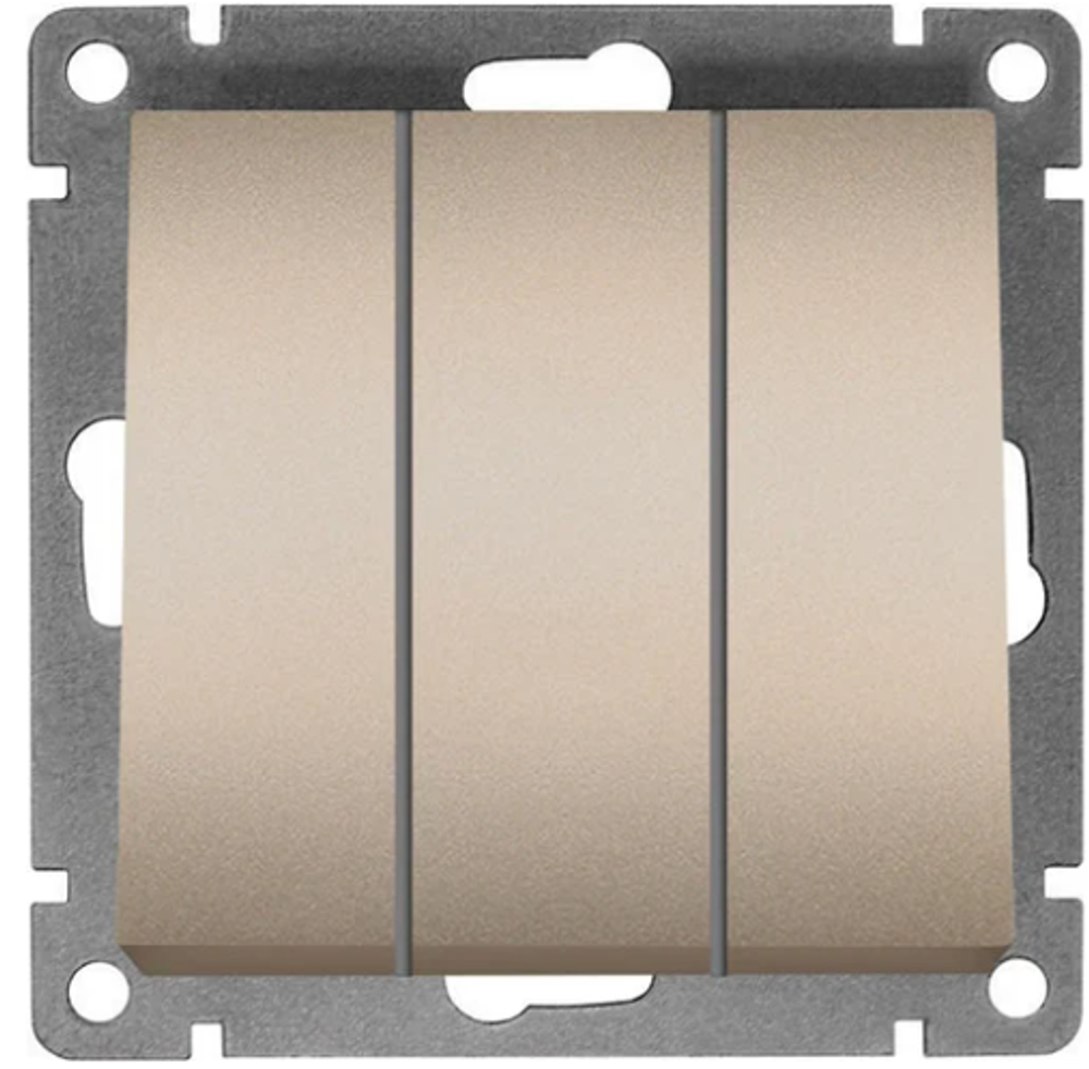 Выключатель трехклавишный UNIVersal серия афина, с/у, 10а, 220в, шампань еврослот A0043-Br