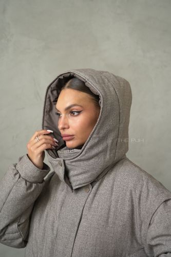 Шоколадный пуховик-трансформер на молнии