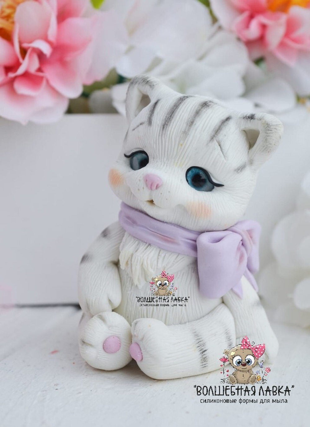 Силиконовая форма Котенок с бантом