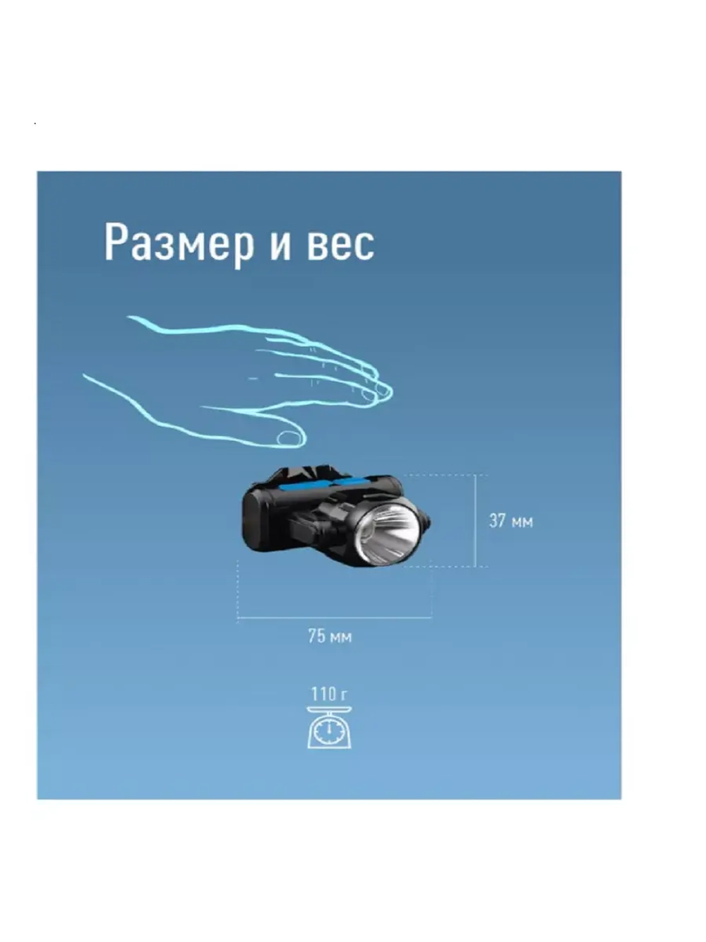 Фонарь налобный Космос H5WLi-On зарядка от USB