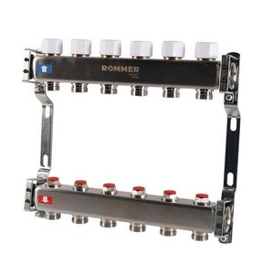 Коллекторы Rommer RMS-3200 с запорными клапанами из нержавеющей стали