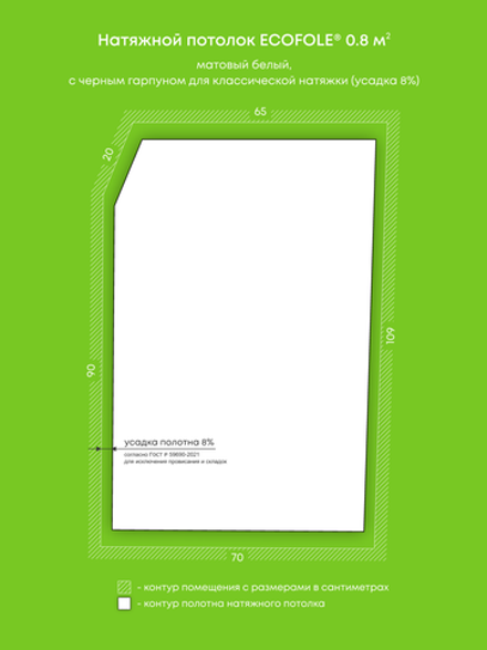 Матовый натяжной потолок 0.8 м2