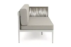 "Касабланка" левый модуль плетеный из роупа, каркас алюминий светло-серый (RAL7035) муар, роуп серо-коричневый 23мм, ткань бежевая 15052