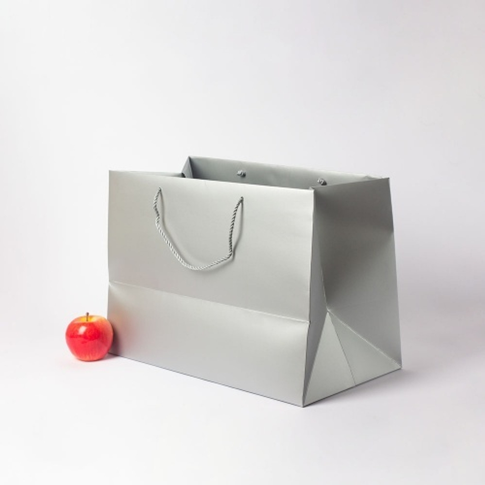 Пакет 45x32x25, серебро, витой шнур, картон VIP