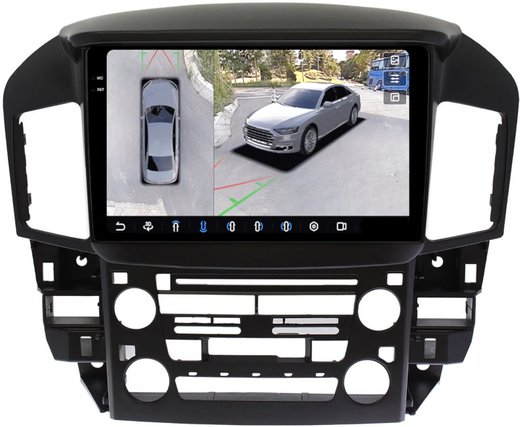 Магнитола для Lexus RX300 U10, Toyota Harrier 1 1997-2003 (взамен монохрома) - FarCar BX9-360-9598F1 монитор 9.5" 2K QLED на Android 13, 6Гб+128Гб, CarPlay, 4G SIM-слот, 4 камеры в комплекте
