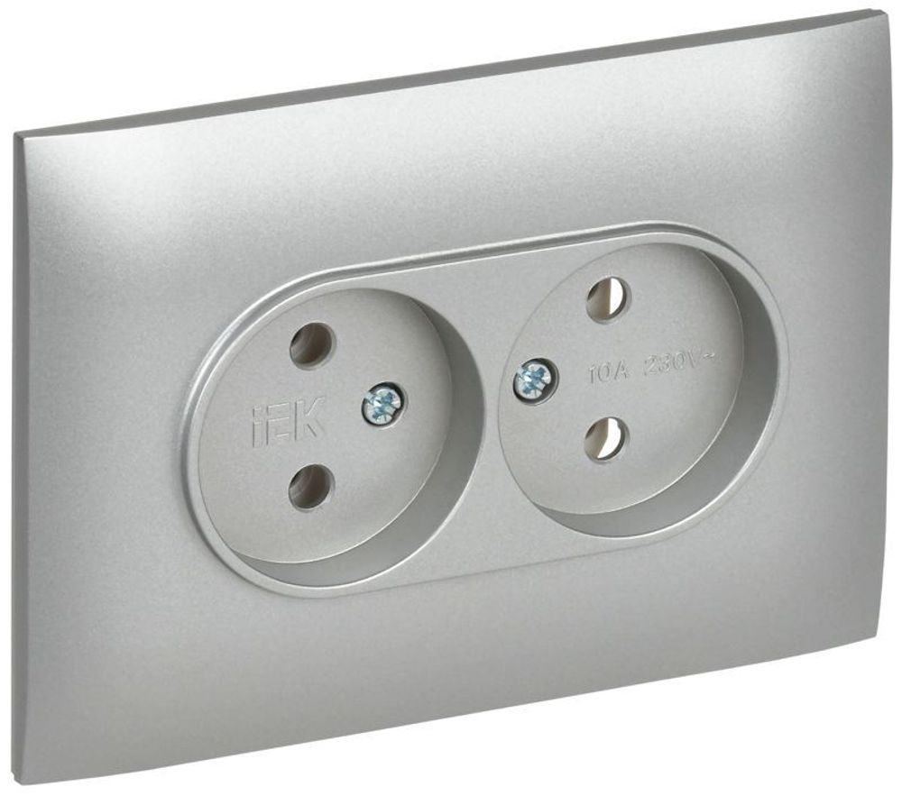 Розетка 2-м SKANDY 10А без заземл. без защ. шторок в сборе SK-R10S серебр. IEK SK-R20-10-K23-F Розетка 2-м SKANDY 10А без заземл. без защ. шторок в сборе SK-R10S серебр. IEK SK-R20-10-K23-F
