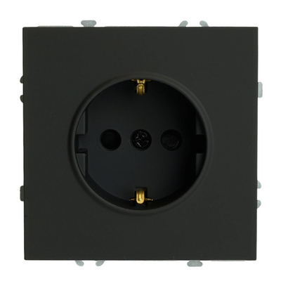 Розетка 1-местная с з/ш, с/з (механизм), СЗК, STEKKER, 250В, 16А, серия Эмили, RST16-5110-05ZK, черный уголь, soft touch 50251