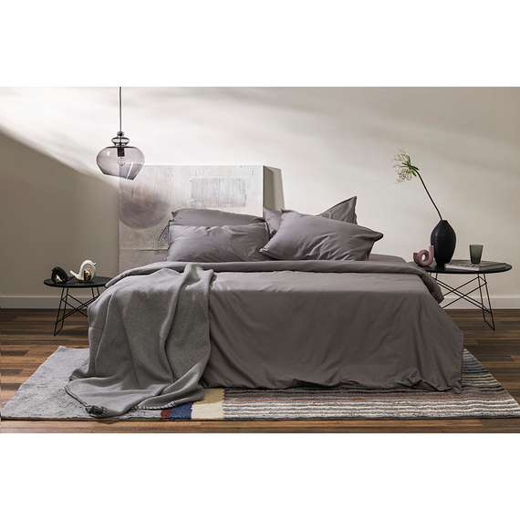 Плед из шерсти мериноса серого цвета из коллекции essential, 130х180 см