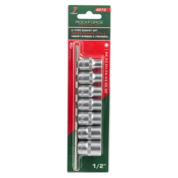 Набор головок Е-профиль 7пр. 1/2''(E10,E12,E14,E16,E18,E20,E22), на планке RockForce##Rock FORCE RF-4073