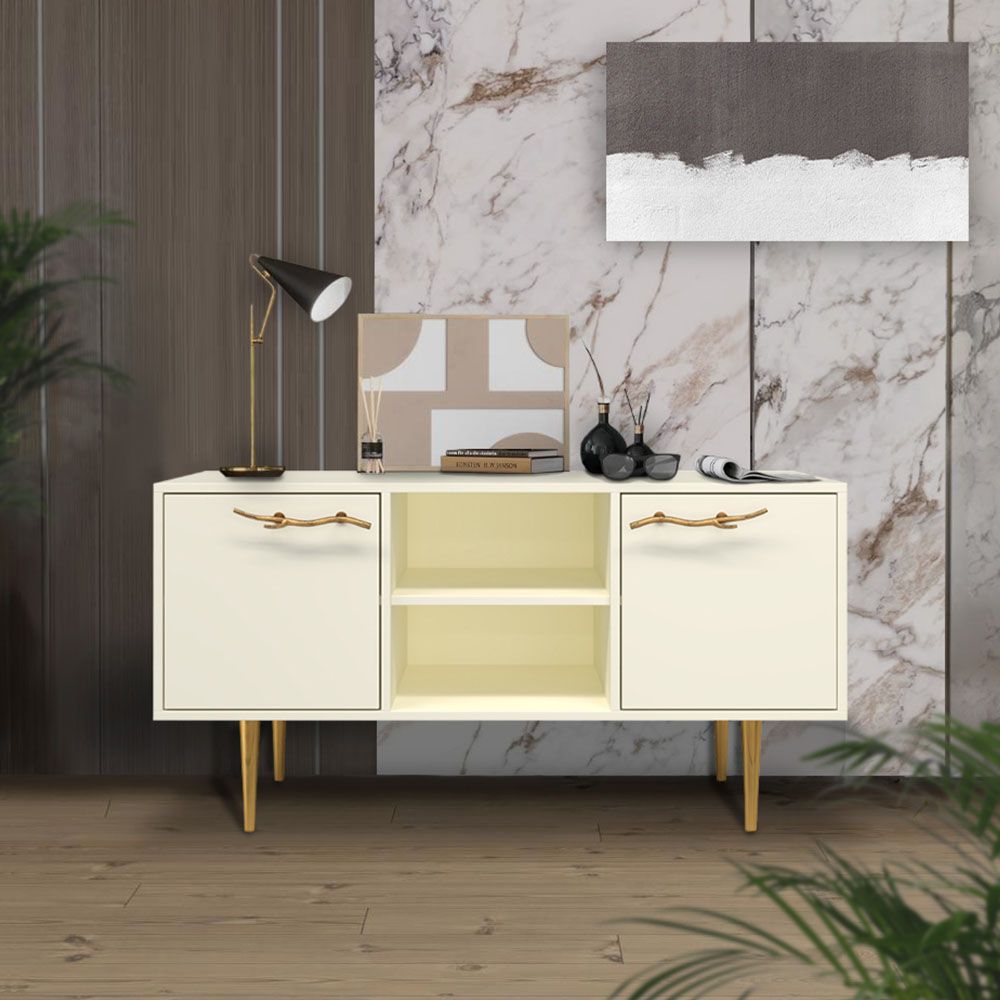 Тумба под ТВ Арт Колор matte 117см Стайл Голд Кремовый белый матовый