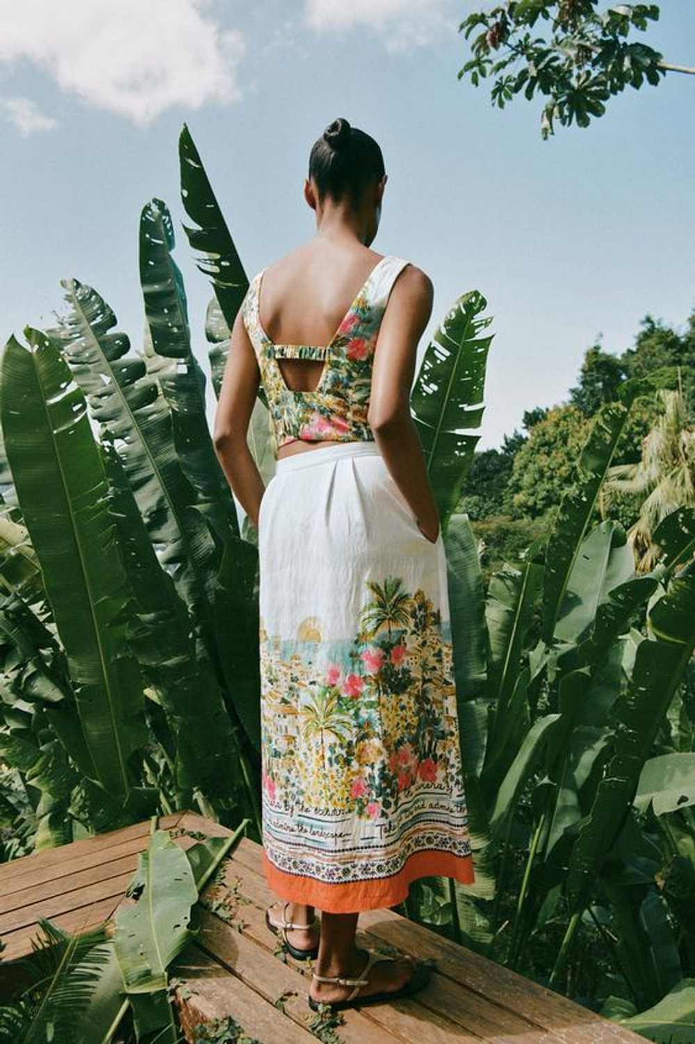 ZARA ЮБКА-НАКИДКА МИДИ С ПРИНТОМ, РАЗНОЦВЕТНЫЙ