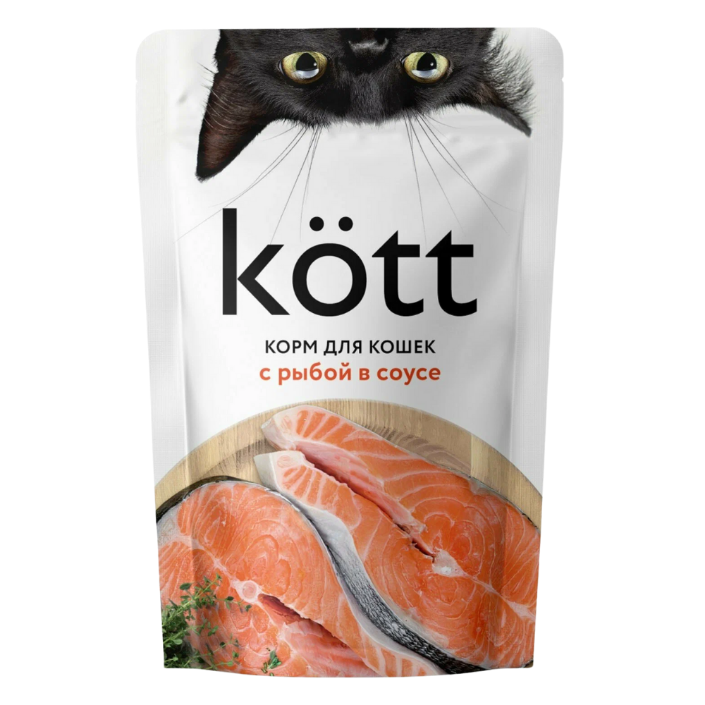 Влажный корм KOTT для кошек с рыбой в соусе 75 гр