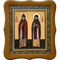 Кирилл и Мария Радонежские Преподобные. Икона на холсте.