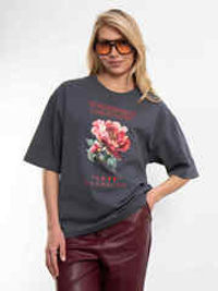 Футболка женская с оверсайз Пион (графит)