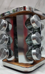 Набор стеклянных баночек для специй на вращающейся подставке