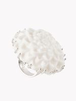 Кольцо Георгин XL, белый фарфор