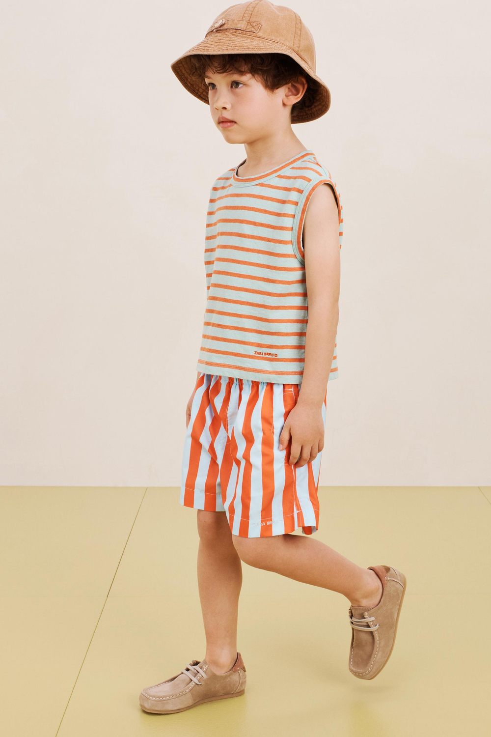 ZARA ШОРТЫ В ПОЛОСКУ, КОРАЛЛОВО-КРАСНЫЙ