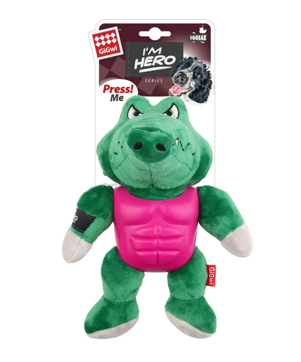 Игрушка GiGwi для собак Крокодил с пищалкой в резиновой защите 21 см (ГиГви)