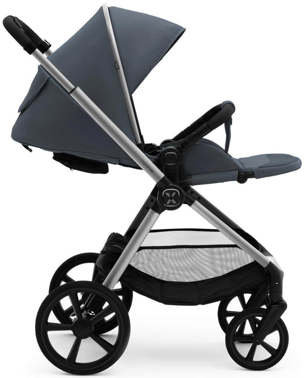 Коляска Agex Life 3 в 1 хромированная рама с автокреслом i-Team ATG080 Grey ALG590 Chrome Grey (Серый)