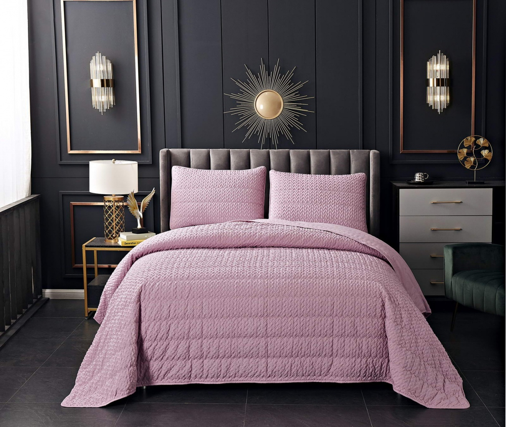 Покрывало 160х220 и наволочка 50х70 Sofi De MarkO Ирма пудра