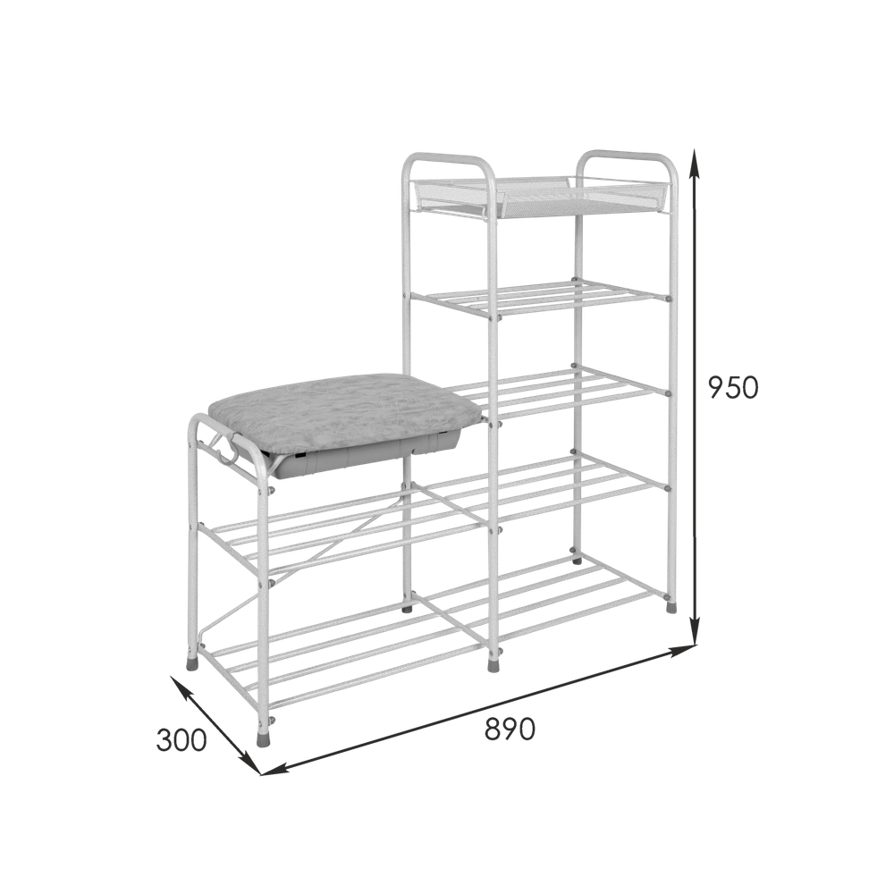 ПОДСТАВКА Д/ОБУВИ ЗМИ 5-ТИ ПОЛОЧ. 90СМ БЕЛ.СЕРЕБРО 360