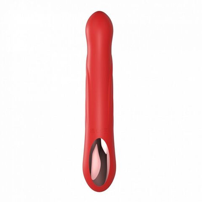 Красный силиконовый вибратор-кролик с фрикциями - 22 см. (Цвет: красный)