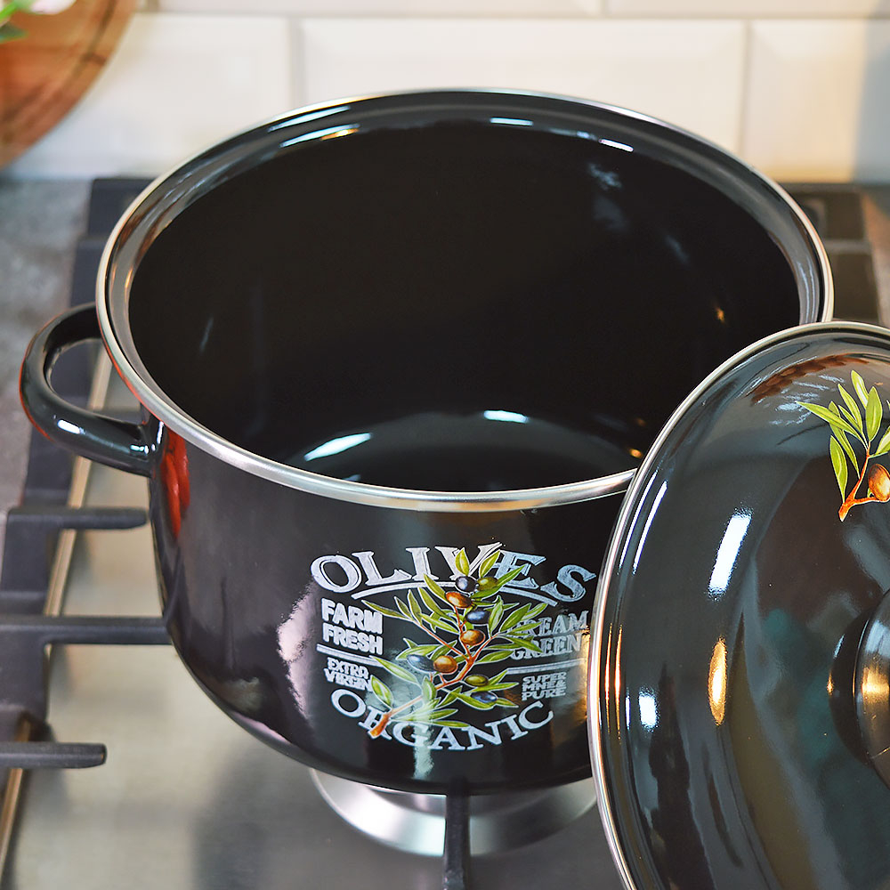 Кастрюля 3л "Ветка оливы" черная