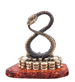 Народные промыслы AM- 555 Фигурка «Змея Бесконечность» (латунь, янтарь)