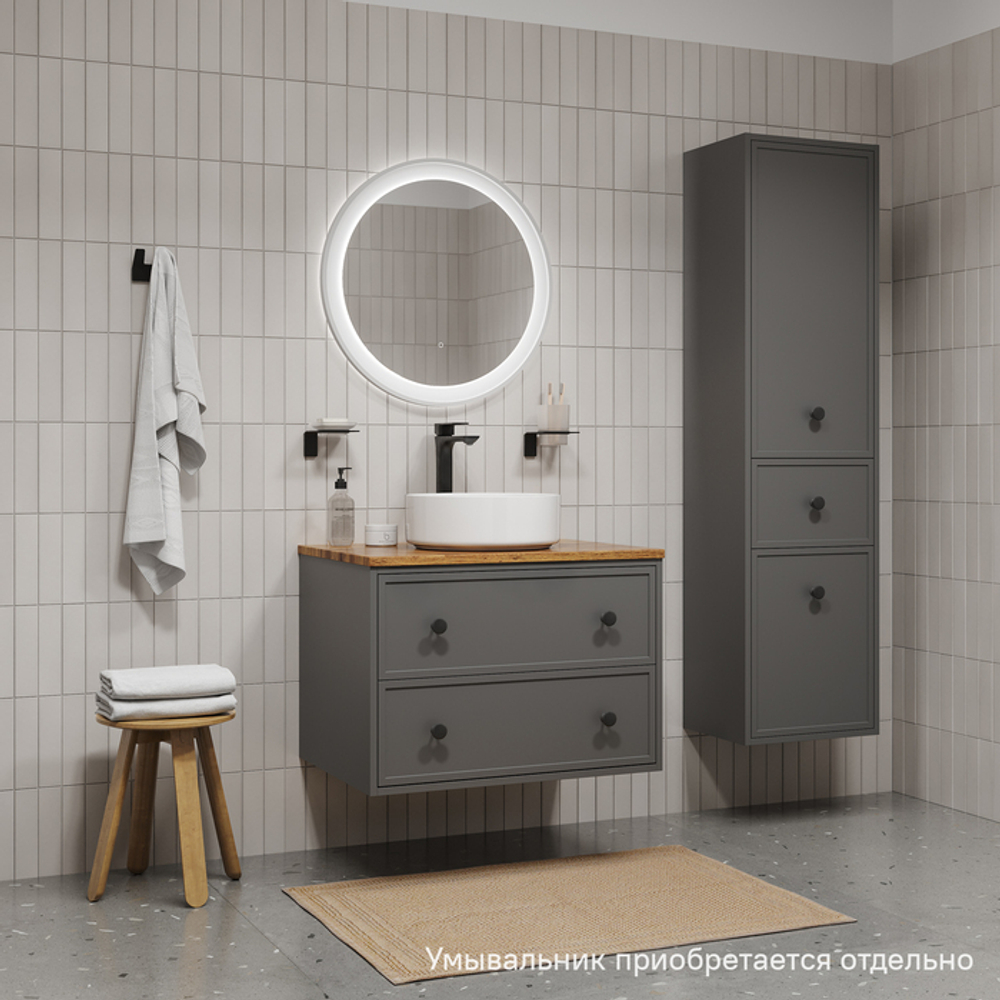 Тумба подвесная IDDIS Torr, со столешницей, 70 см, темно-серый, TOR70DBi95K