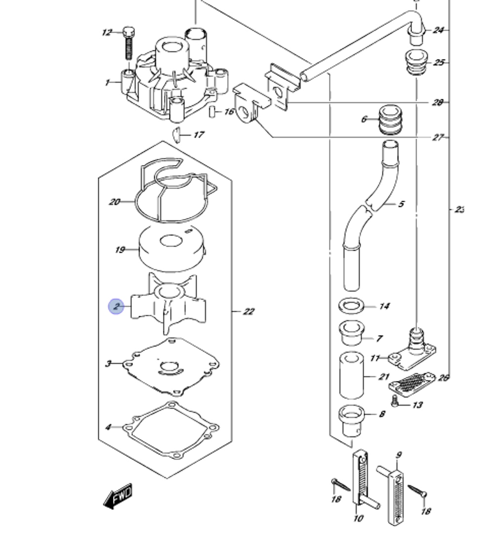 Крыльчатка помпы для лодочных моторов