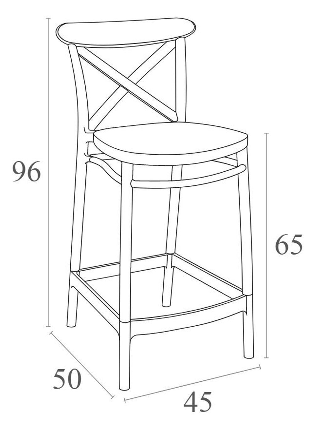 Стул пластиковый полубарный Siesta Contract Cross Bar 65, оливковый