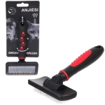 Расческа - пуходерка для животных «ПРОФФ - МОЙ БРО», прорезиненная ручка, цвет красный/черный, 9,5*16,5см