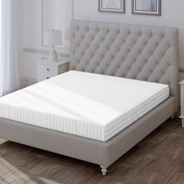 Простыня на резинке White, 90x200х30, страйп полисатин DOMTEKC