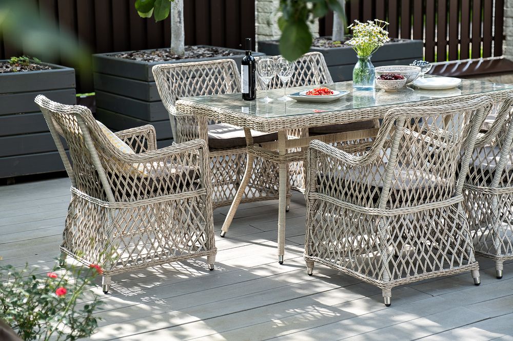 "Латте" обеденная группа плетеная, цвет бежевый