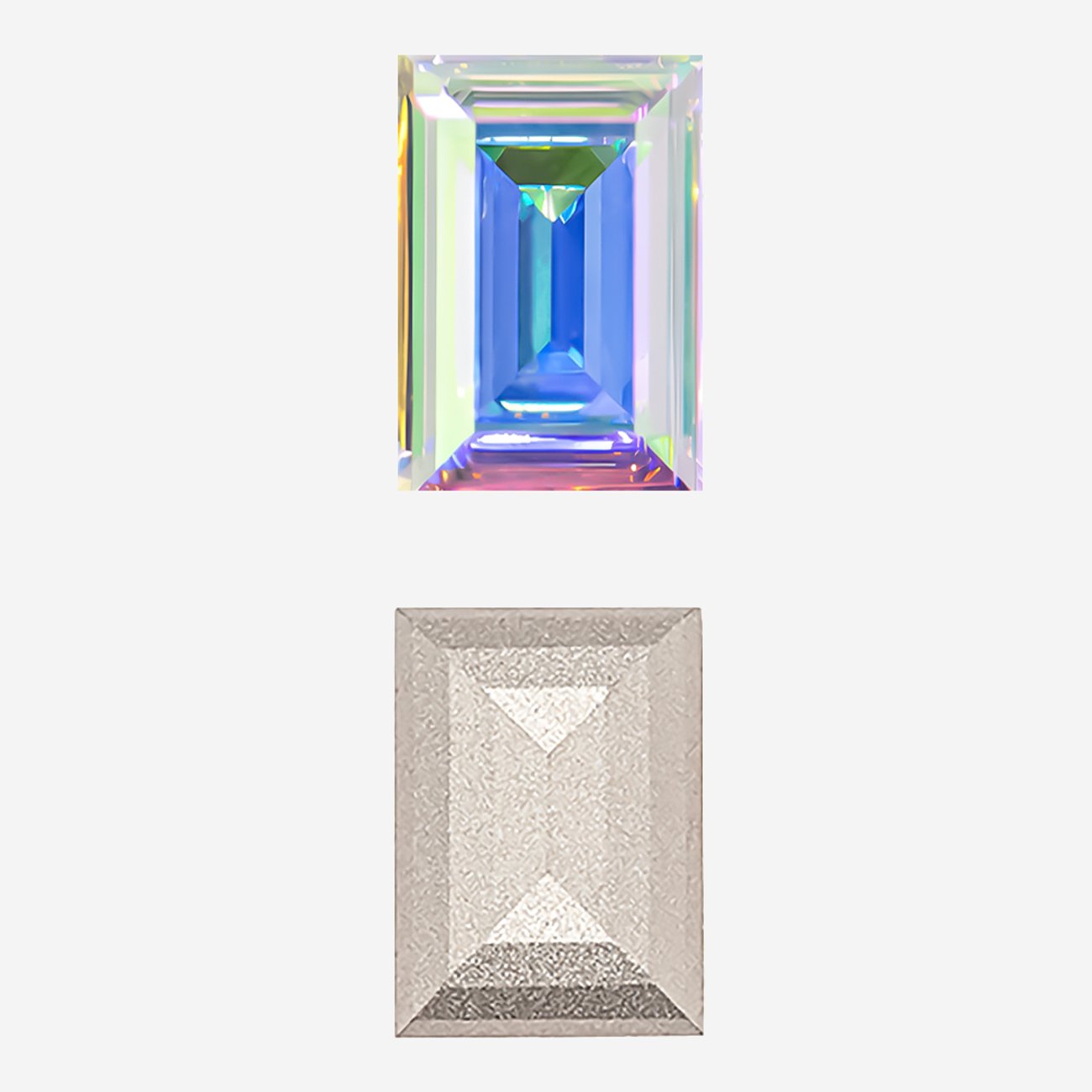 Кристалл Прямоугольник (Step Cut Fancy Stone), оттенок "Северное Сияние"/"Aurore Boreale", 14*10мм