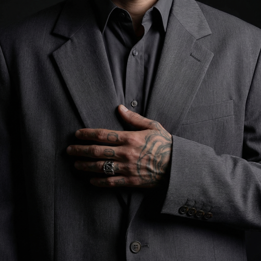 Костюм оверсайз однобортный Тёмно-серый