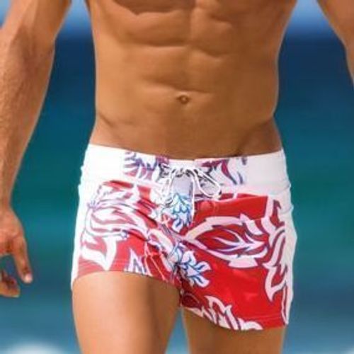 Мужские плавательные шорты белые с красной вставкой AussieBum Shorts Combi