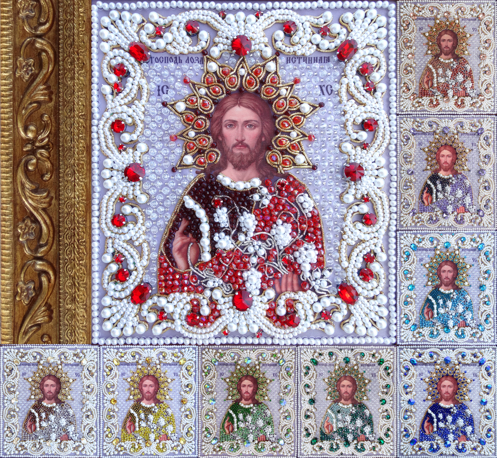 Принт-ЖС14 Ткань с нанесенной авторской схемой Господь Лоза истинная (Жемчужная серия) +инструкция