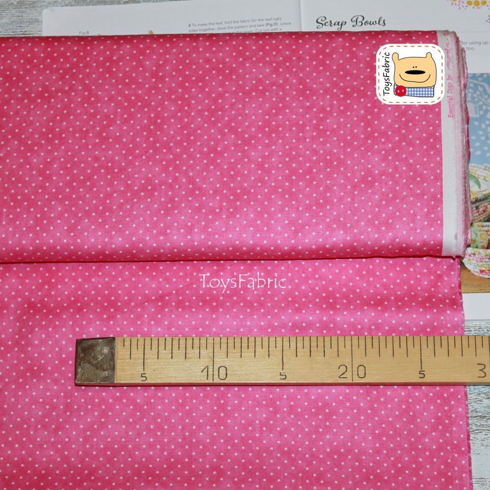 Ткань для пэчворка 20816 (белый горох на ярко-розовом) 45х55