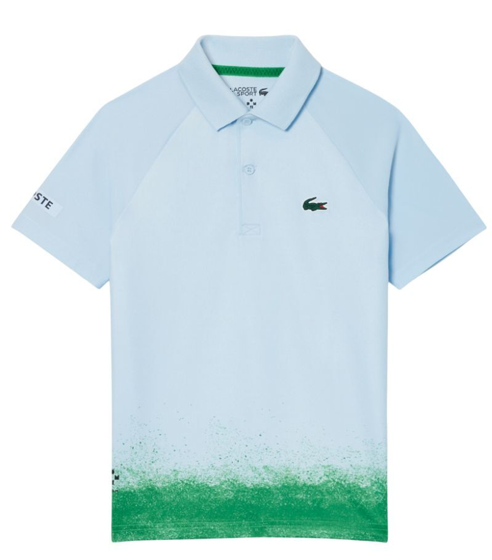 Футболка для мальчика теннисная Lacoste Kid's Lacoste x Daniil Medvedev Stretch Jersey - небесный