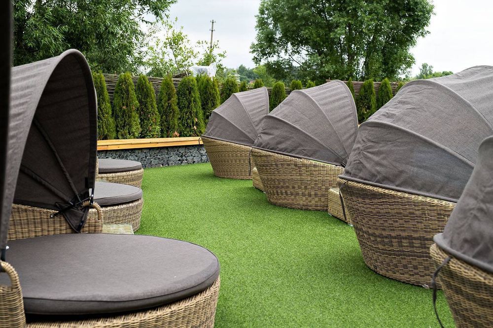 "Стильяно" плетеная кровать круглая, цвет соломенный