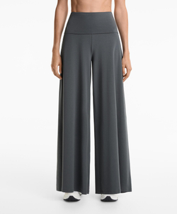 OYSHO Брюки-палаццо из хлопковой смеси с отворотом на талии, темно-серый
