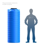 Ёмкость узкая Полимер-Групп N-500 синий 500 л. вертикальный (626x626x1738см;17кг;синий) - арт.552004