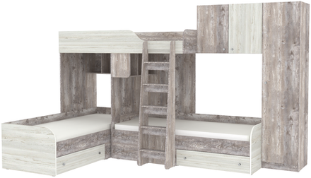 Кровать-чердак КарИВи Трио 2 Бетон Винтерберг
